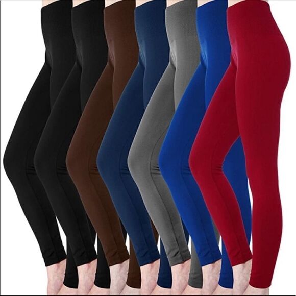 SALE! NWT Tummy control high waist fleece leggings royal blue - Picture 1 of 5